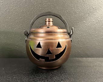 Vintage Hosley Metal Halloween Pumpkin Potpourri: Retro Holiday Decor