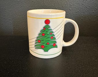 Vintage Christmas Tree Mug: Art Deco Japan Coffee Cup