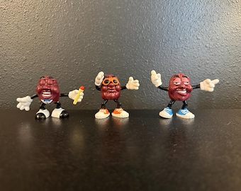 Vintage 1980s California Raisins Figurines - Hard Rubber, Lot of 3