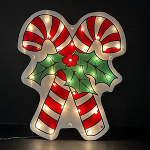 Vintage Christmas - Vintage 1994 Yard Logos Twinklers Light-Up Candy Cane Christmas Decor- Vintage Christmas - Christmas Decor -