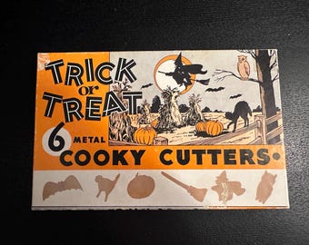 Vintage Halloween Cookie Cutter Set - Set Of 6 - Witches - Owls - Bats - Haunted House -