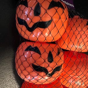 Vintage Halloween Pumpkin Plastic Candy Containers - Pack of 12 - NOS - Vintage Halloween Decor - Candy Container - JOL