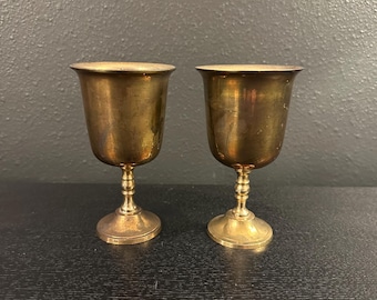 Vintage Brass 5” Goblets - Lot Of Two -