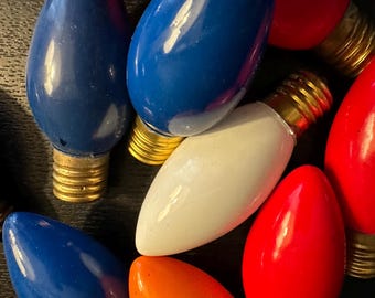 Vintage Charlie Brown Style C9 Christmas Light Bulbs