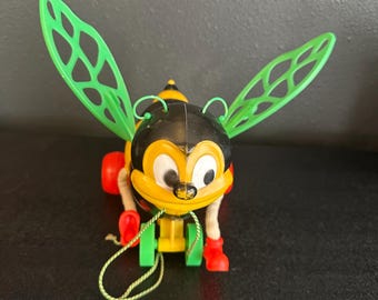Vintage Kusan Usa Bumble Bee Pull Toy