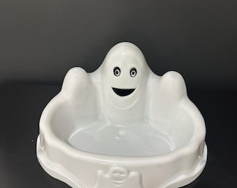 Vintage Halloween Ghost Blow Mold Candy Bowl – Spooky Decoration