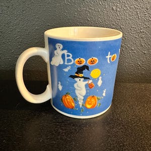 Vintage Halloween Mug - Ghost & Teddy Bear Graphics