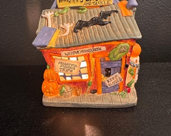 Vintage Midwest Creepy Hollow - Norman's Bait & Tackle Halloween Village Lighted House -