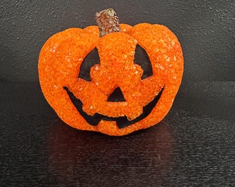 Vintage Halloween - Seasons Melted Plastic Popcorn Jack O'Lantern Light Up Pumpkin Halloween - Jack -O-Lantern - JOL -