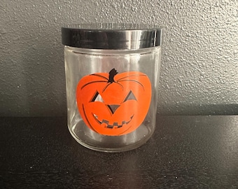 Vintage Halloween Glass Pumpkin Jar – Retro Candy Decoration