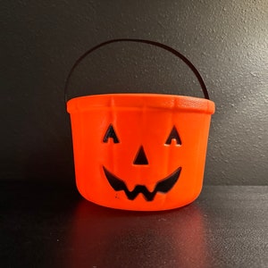 Vintage Halloween - Vintage Blow Mold -  Plastic Jack-O-Lantern Pumpkin -  Halloween Candy Bucket - Vintage JOL -