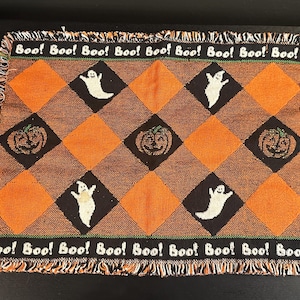 Vintage Halloween -  Spooky Cloth Table Placemat - Ghosts - Boo! - Vintage Kitchen -
