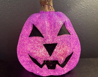 Vintage Halloween - Seasons Melted Plastic Popcorn Jack O'Lantern Light Up Pumpkin Halloween 10” -  Jack -O-Lantern -