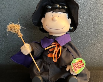 Vintage Halloween - Vintage Gemmy Animated Lucy In Witch Costume Halloween Doll - Charlie Brown Halloween Doll - Vintage Peanuts Halloween