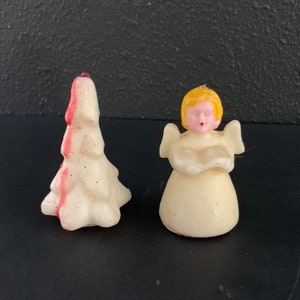Vintage Christmas Decoration - Gurley Christmas Tree Candle & Christmas Angel Candle - Retro Christmas Candle - XMas Decoration