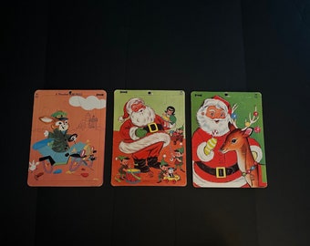 Vintage Saalfield Children’s Puzzles - Lot Of 3 - Santa Claus Puzzle - Rabbit Puzzle - Christmas Puzzle - Vintage Children's Toys