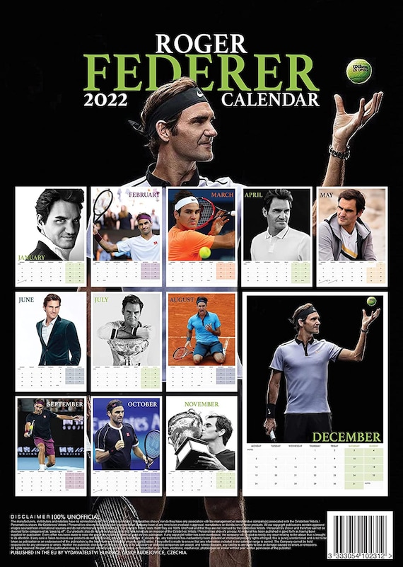 Roger Federer 2022 Desktop Kalender Büro NEU Desk Calendar Tennis