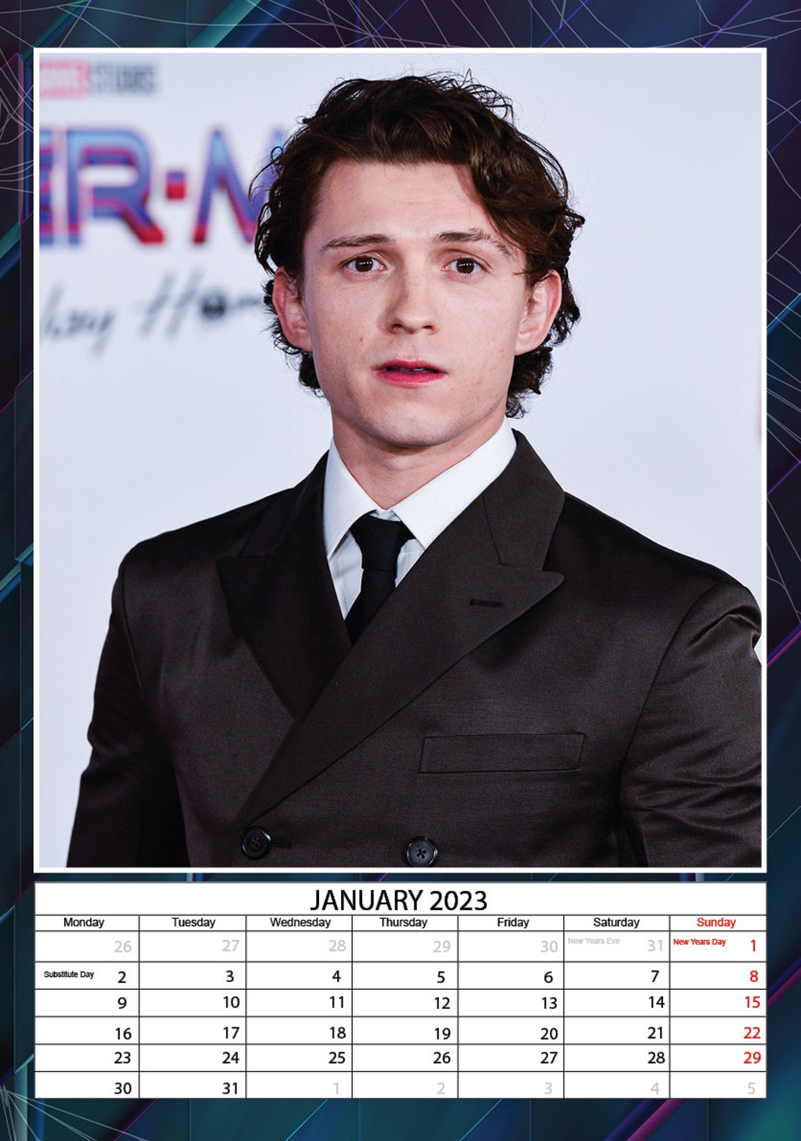 Tom Holland Calendar 2023 Etsy Sweden
