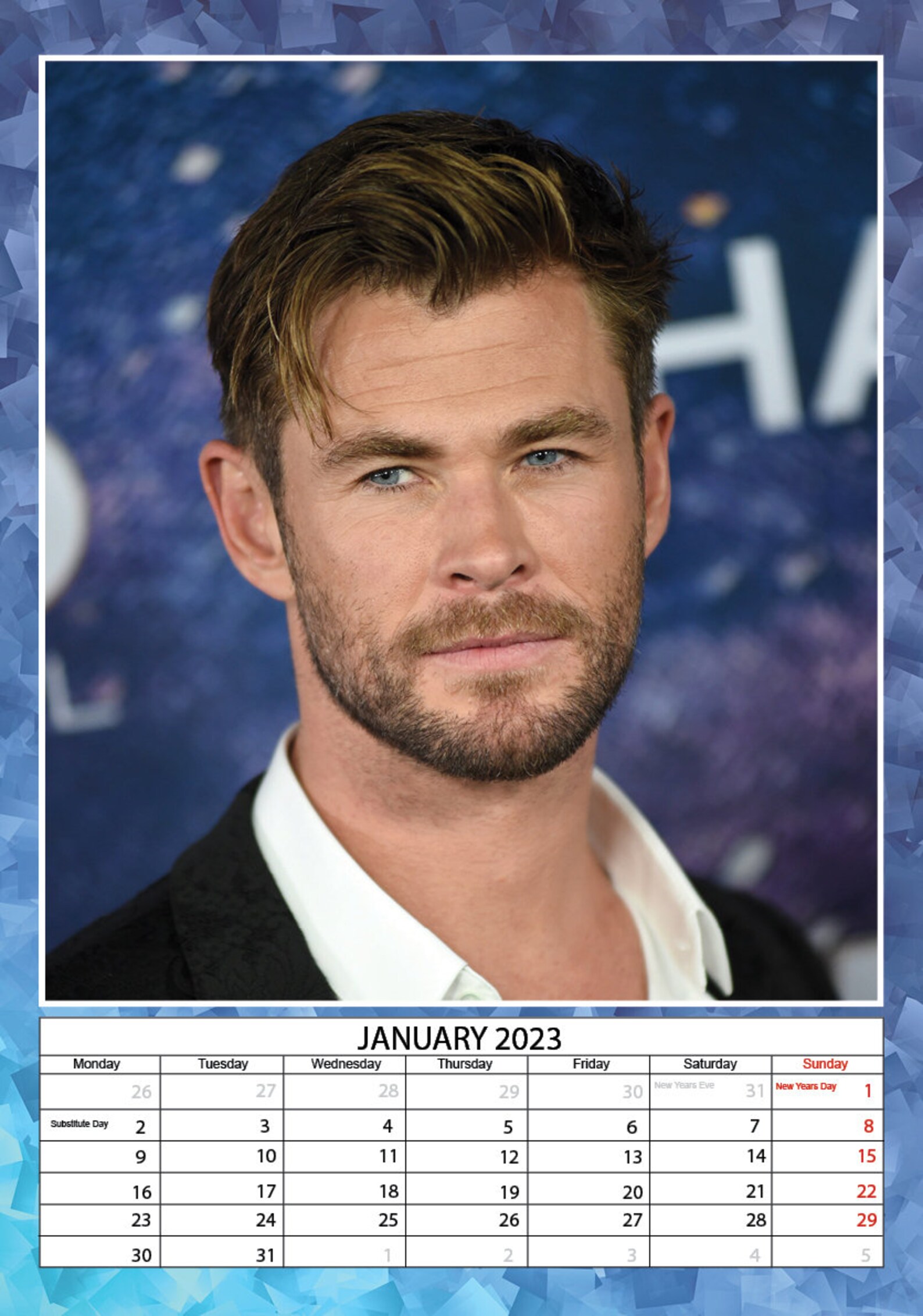 Chris Hemsworth Calendar 2023 Etsy