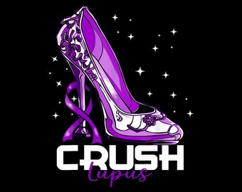 Crush Lupus Awareness Purple High Heel Purple Ribbon Womens Digital PNG.