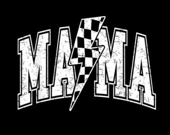 Mama Lightning Bolt Checkered Mother's Day Varsity For Mom Digital PNG.