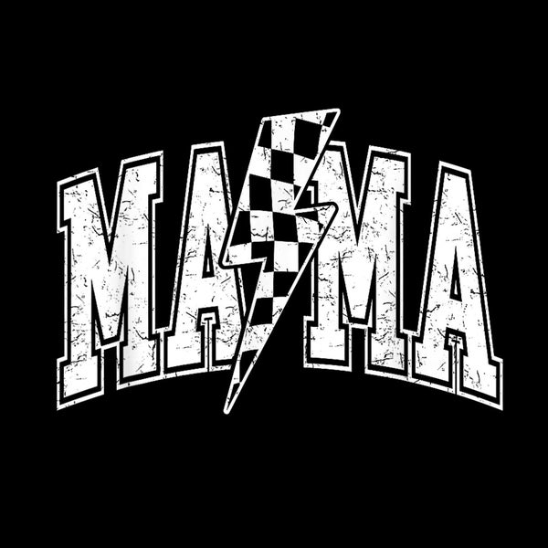 Mama Lightning Bolt Checkered Mother's Day Varsity For Mom Digital PNG.