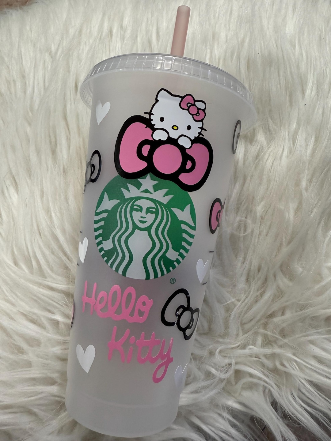 Hello Kitty Cold Hello Kitty Starbucks Cup - Personalized Cold Cup - Etsy