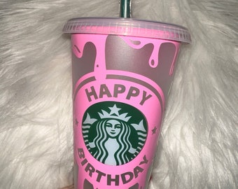 Personalized Birthday Confetti Starbucks Cold Cup - 24oz- Happy Birthday-