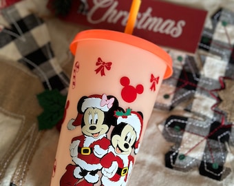 MINNIE & MICKEY MOUSE Coloring Changing Cup- Minnie and Mickey Mouse Christmas Cup- Vaso de Navidad- Christmas Gifts- Christmas Cups