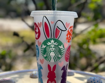 Personalized Easter Starbucks Color Change Cup: Bunny Peeps Basket Stuffer