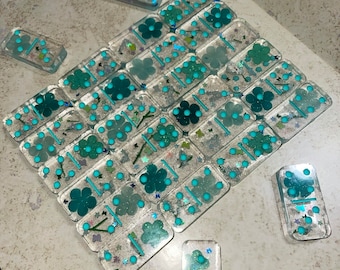 Personalized Resin Dominoes Set - Custom 28 Piece Dominoes