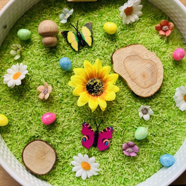 Spring Time Loose Parts Kit, Butterflies and Flowers, Spring messy play, Tuff tray activity, Sensory bin, Sensory play kit, loose parts play