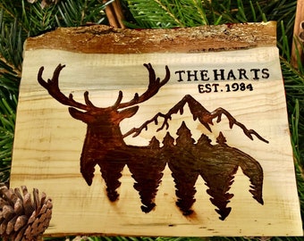 Hand Carved Wood Sign with Live Edges