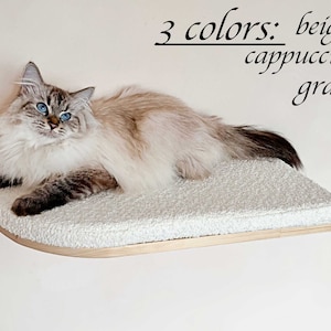 Semicircular cat wall shelf, Soft cat bed, Wood cat shelves, Minimalistic pet furniture