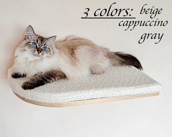Semicircular cat wall shelf, Soft cat bed, Wood cat shelves, Minimalistic pet furniture