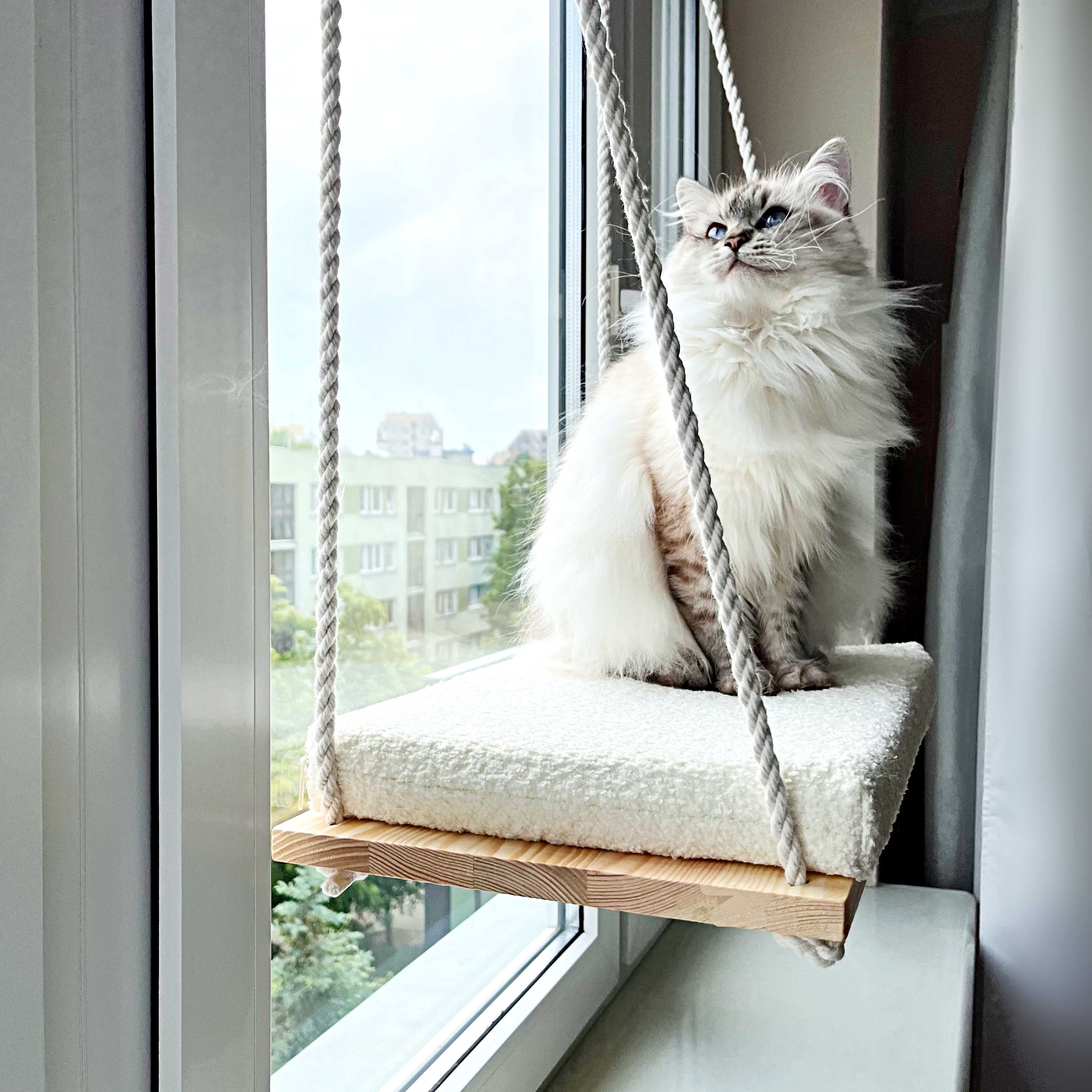 Cat Window Perch, Cat Hammock, Cat Window Bed, Wood Cat Shelves,  Minimalistic Pet Furniture -  Canada