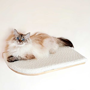 Semicircular cat wall shelf, Soft cat bed, Wood cat shelves, Minimalistic pet furniture