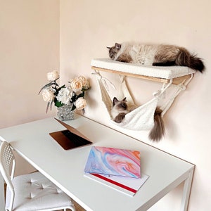 Cat shelves, 4 WOOD COLORS, Cat hammock, Cat bed, Cat wall furniture, 19.6&#39;&#39; (50cm)