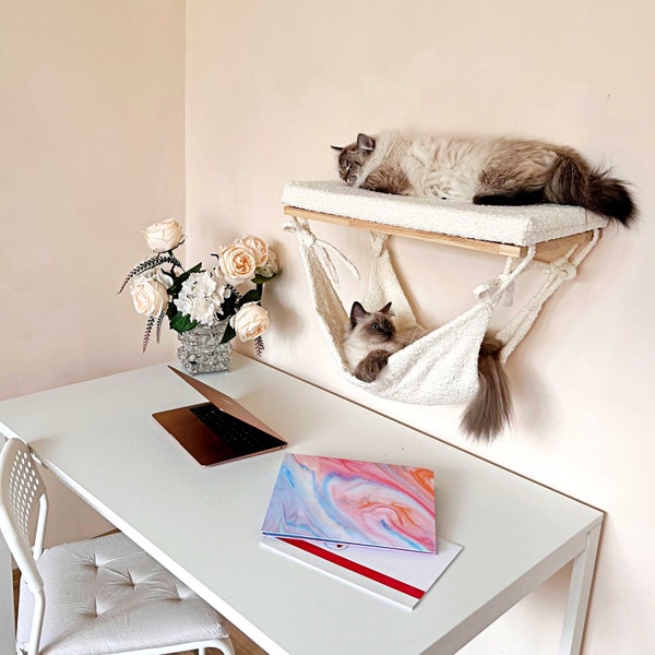 Cat shelves, 4 WOOD COLORS, Cat hammock, Cat bed, Cat wall furniture, 19.6'' (50cm)