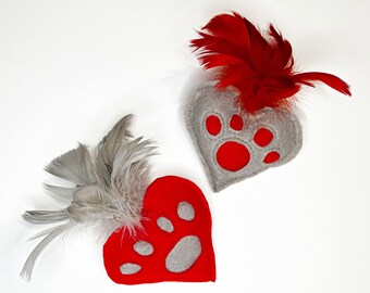 Red cat toy Heart, Organic catnip toy