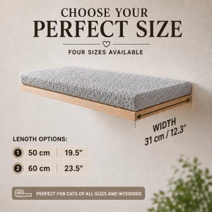 Soft Grey Cat Wall Shelf, Minimalist Wood Cat Bed image 6