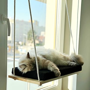 Cat Window Hammock Bed - Hanging Window Perch for Cats - Window Mounted Cat Bed - Modern Pet Shelf - Cozy Cat Sunbathing Seat