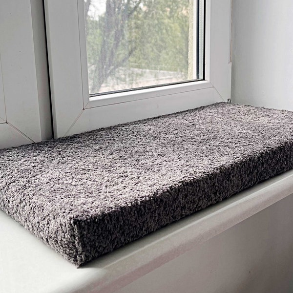 Soft dark gray cat window bed, Cute cat bed, Cat window perch, Mattress for dog and cat, Minimalistic pet furniture