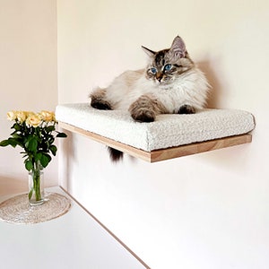 Soft cat wall shelf, Cat bed, Minimalistic pet furniture