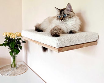 Soft cat wall shelf, Cat bed, Minimalistic pet furniture