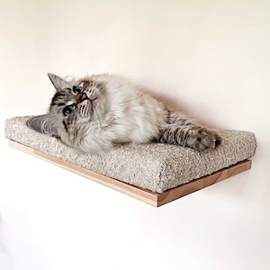 Soft Cappuccino cat wall shelf, Cat bed, Minimalistic pet furniture, Sustainably made cat wall shelf