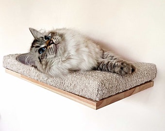 Soft Cappuccino cat wall shelf, Cat bed, Minimalistic pet furniture, Sustainably made cat wall shelf
