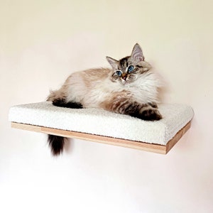Beiges Katzen Wandregal, Katzenbett, Minimalistische Haustiermöbel