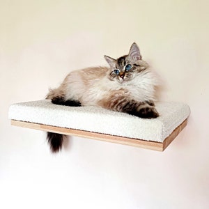 Beige cat wall shelf, Cat bed, Minimalistic pet furniture