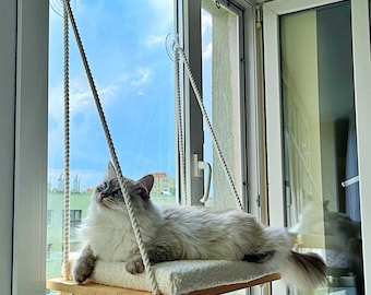 Cat Window Perch, Cat hammock, Cat shelves, 4 WOOD COLORS, 19.6'' (50cm)